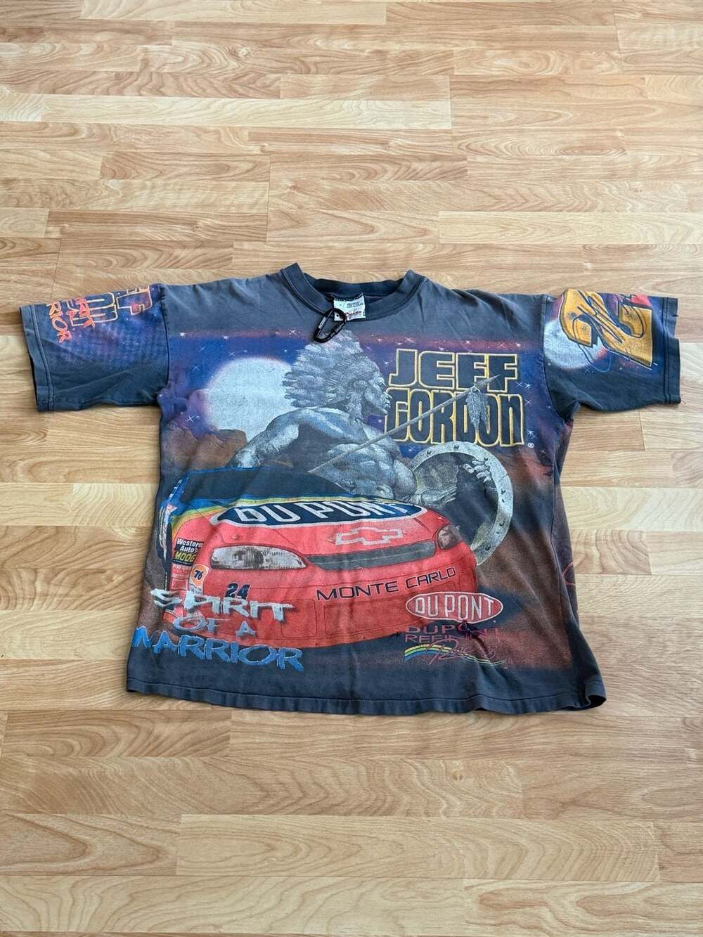 1998 Vintage Jeff Gordon Spirit of a Warrior Chase Race Wear T-Shirt. Crazy Fade